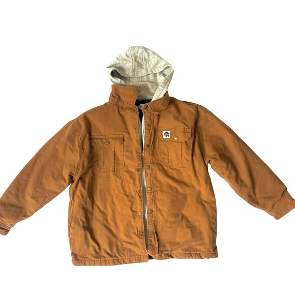 Buffalo Outdoors Men’s 2XL Brown Canvas Work Jacket w/ Gray Sweatshirt Hood - Picture 10 of 16